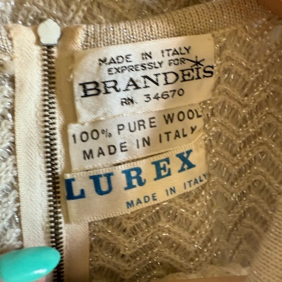 Chic Vintage Brandeis Italian Wool Metallic Knit Sleeveless Sweater Skirt Set - Picture 9 of 14